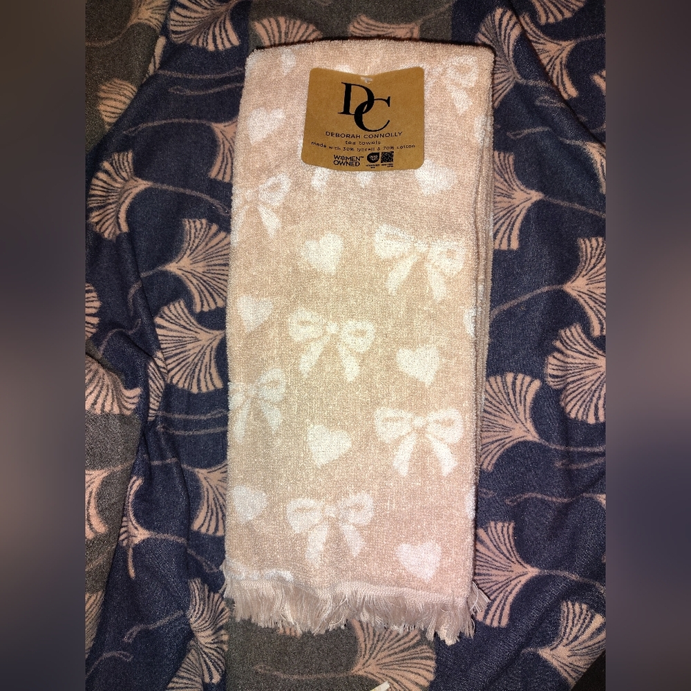 Deborah Connolly Beige Towel with Heart and Bow